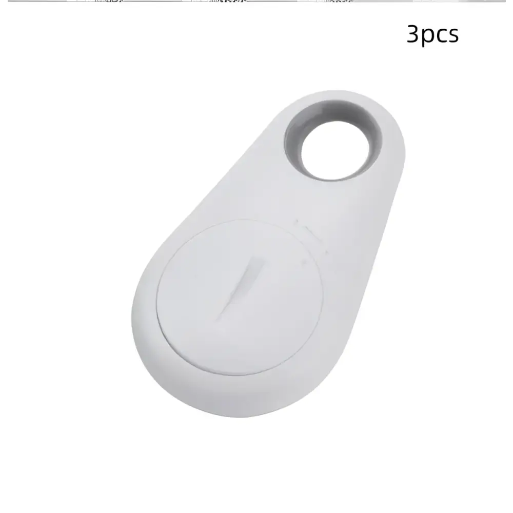 White plastic bluetooth lost object finder with circular attachment hole for black water drop anti lost object use