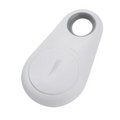 White plastic bluetooth lost object finder with circular attachment hole for black water drop anti lost object use