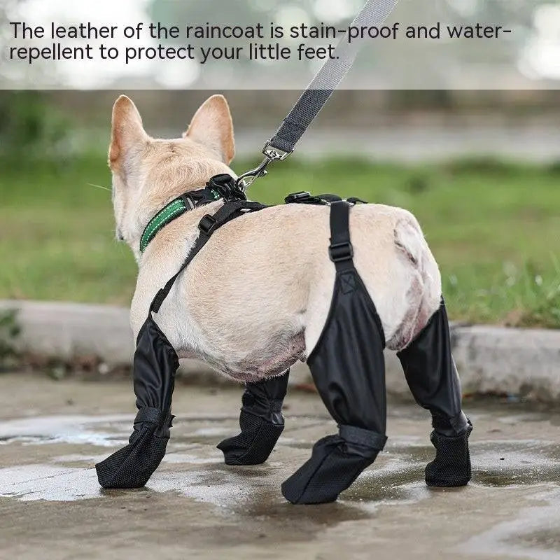 Black waterproof adjustable dog shoes featuring adjustable straps and mesh detailing for protection on hot pavements