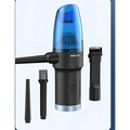 Blue and black household mini vacuum with multiple attachments for versatile cleaning featuring black opolar design