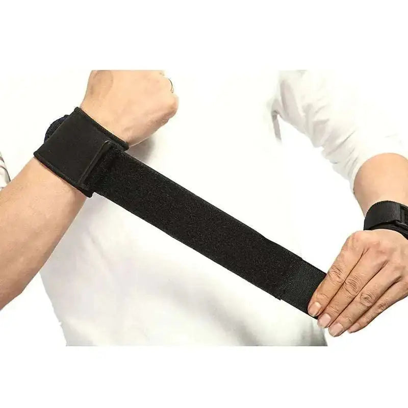 Black elastic wrist support brace with adjustable velcro closure designed for comfort and stability
