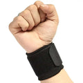 Black neoprene wrist support brace with velcro closure designed for blue breathable wrist strap comfort and stability