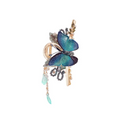 Blue butterfly mori style shark clip featuring delicate embroidery, pearls, beads, and teal teardrop charms