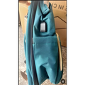 Teal fabric denim large capacity mommy bag with built-in usb charging port in side pocket for baby essentials