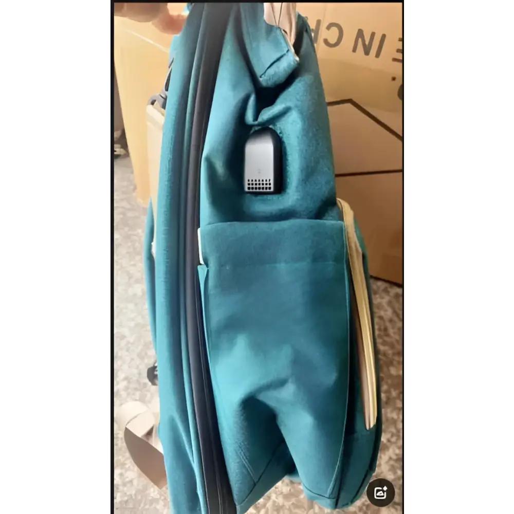 Teal fabric denim large capacity mommy bag with built-in usb charging port in side pocket for baby essentials