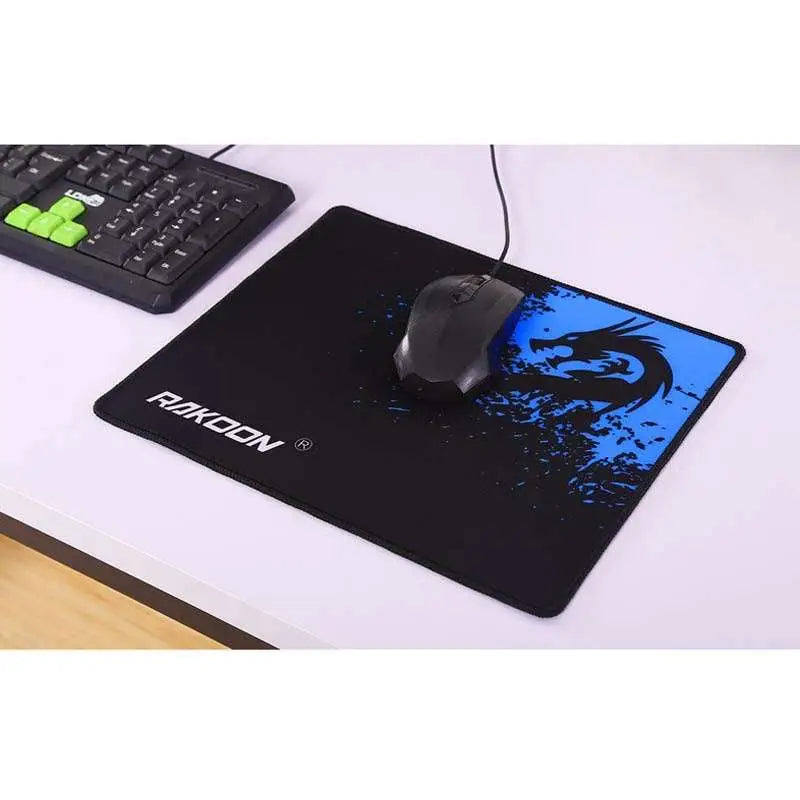 Black rakoon blue dragon mouse pad with textured surface designed for precision gaming and luxury women’s fashion style