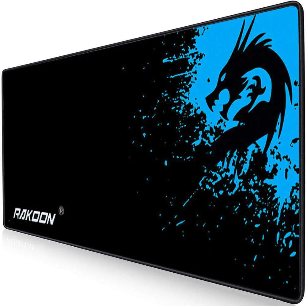 Black rakoon high quality gaming mousepad featuring a bold blue dragon graphic with splatter effects for luxury women’s fashion