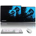 Set of two black rakoon gaming mouse pads with vibrant blue dragon graphics for high quality gaming use
