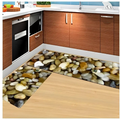 Stone-patterned kitchen mat with realistic pebble design in earthy tones from blue fish machine washable door mats collection