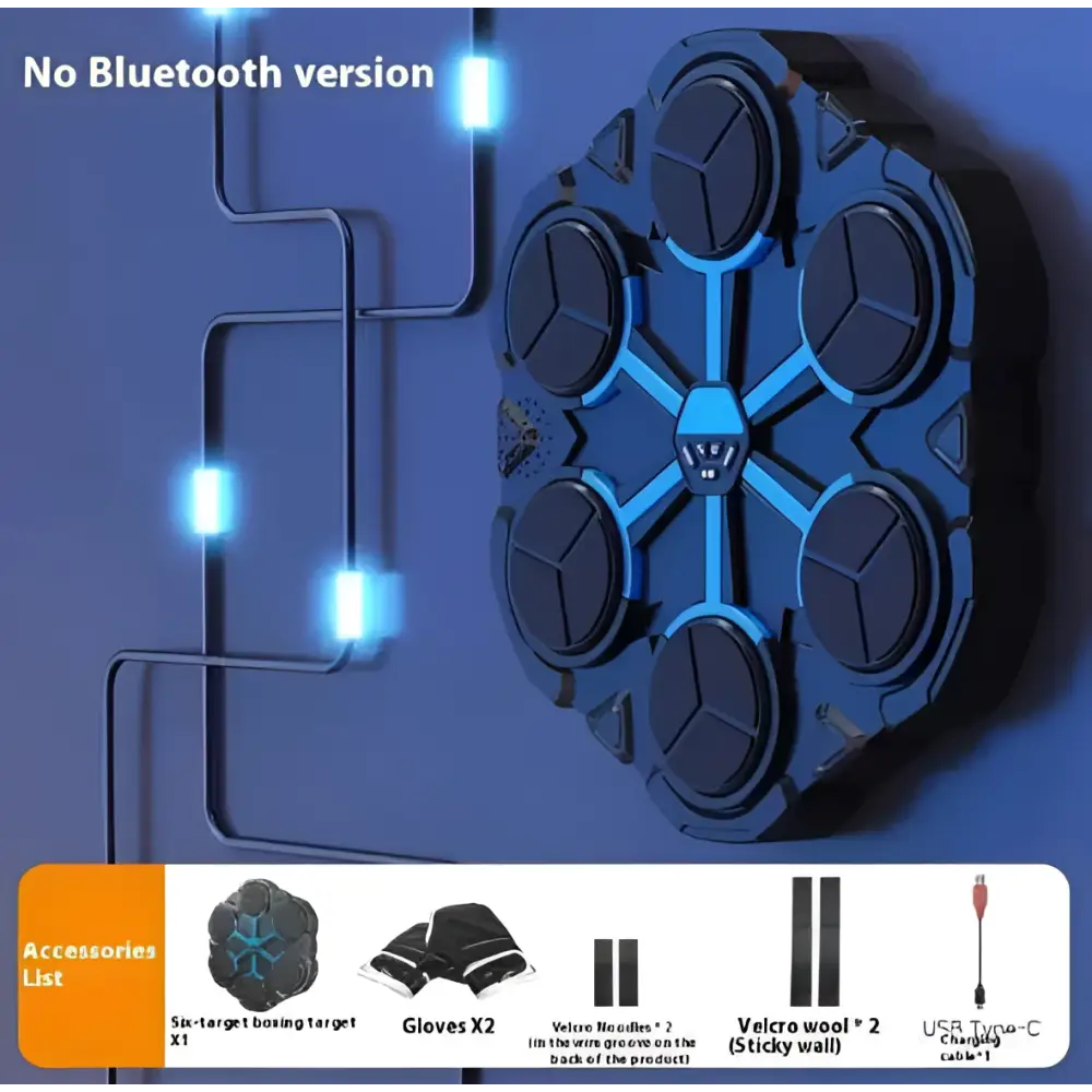 Blue hexagonal boxing target with six circular pads and led lights ideal for boxing target bluetooth use at home
