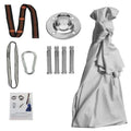 Silver metallic ceiling mount with four bolt holes and central hook for therapy swing cuddle swing or daisy chains