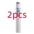 White cylindrical acne laser pen with silver tip and blue illuminated button for light therapy acne treatment