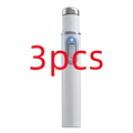 White cylindrical blue light therapy acne laser pen with silver metallic cap and blue illuminated button for acne treatment