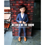 A child wearing a blue plaid children’s three-piece fashion suit with matching vest and tan leather shoes for comfort use