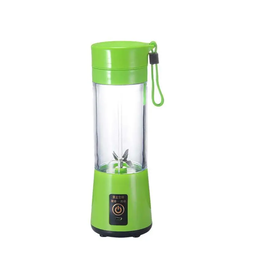 Green portable blender with clear glass container and stainless steel blades for blue portable electric usb rechargeable mixer
