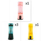 Pink translucent plastic electric fruit juicer with black base usb rechargeable mixer for portable use