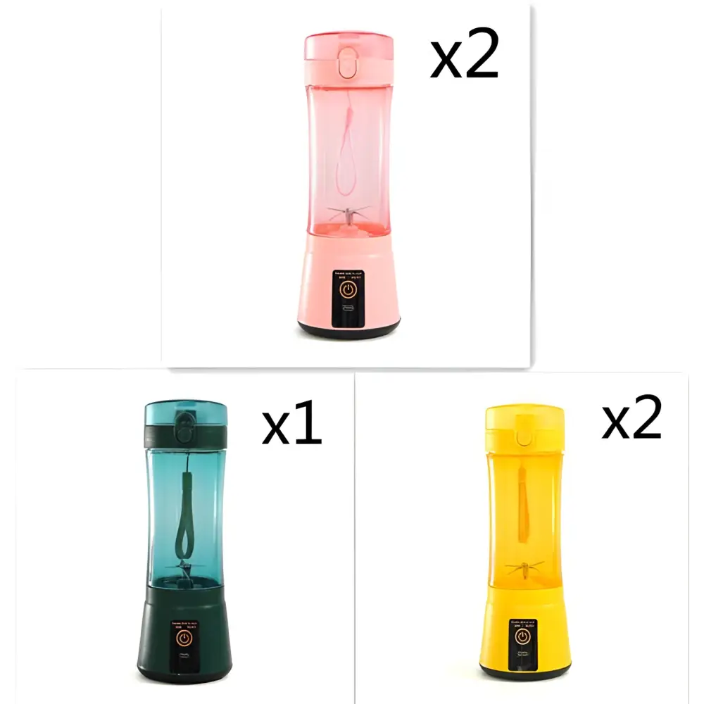 Pink and transparent plastic electric fruit juicer with black base usb rechargeable mixer for portable use