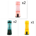Blue portable electric usb rechargeable mixer electric fruit juicer with transparent body and integrated handle
