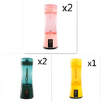 Blue portable electric usb rechargeable mixer electric fruit juicer with transparent body and integrated handle