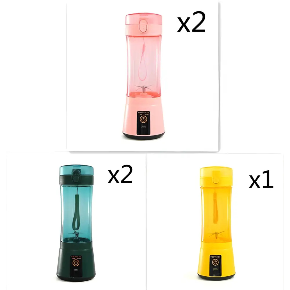 Blue portable electric usb rechargeable mixer electric fruit juicer with transparent body and integrated handle