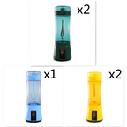 Blue portable electric fruit juicer usb rechargeable mixer with teal and black portable blender clear body and handle loop