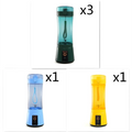 Blue portable electric fruit juicer usb rechargeable mixer with teal and black body and clear blending cup