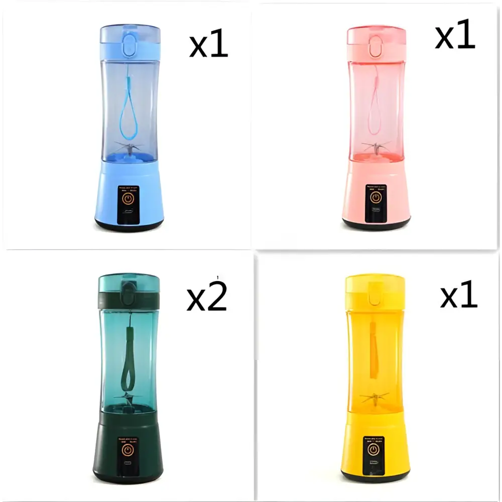 Blue portable electric fruit juicer usb rechargeable mixer with transparent body and built-in whisk for drinks