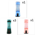 Blue portable electric fruit juicer made of transparent plastic with usb rechargeable mixer and built-in handle