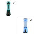 Blue portable electric usb rechargeable mixer with transparent body and integrated handle electric fruit juicer