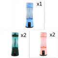 Blue portable electric fruit juicer usb rechargeable mixer with transparent body and power button on the base