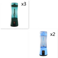 Blue portable electric fruit juicer usb rechargeable mixer with teal and black portable blender clear body and handle lid