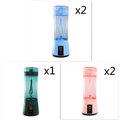 Blue portable electric fruit juicer usb rechargeable mixer with transparent body handheld blender and built-in lid