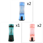Blue portable electric fruit juicer usb rechargeable mixer with transparent body handheld blender and built-in lid