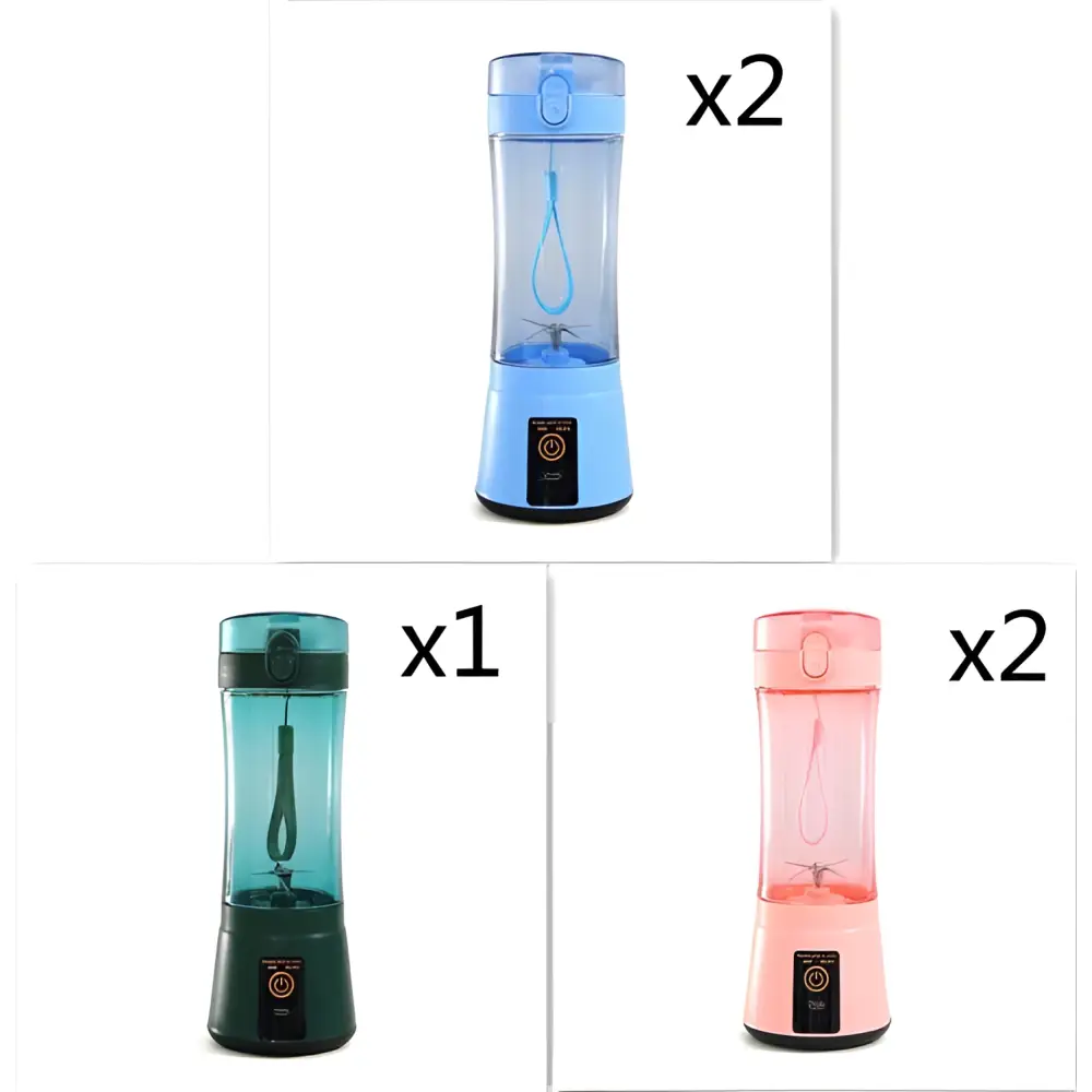 Blue portable electric fruit juicer usb rechargeable mixer with transparent body handheld blender and built-in lid