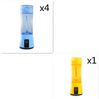 Blue portable electric handheld blender usb rechargeable mixer with power button for electric fruit juicer use