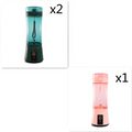 Teal and dark green blue portable electric fruit juicer usb rechargeable mixer with black power button on the base