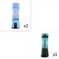Blue portable electric handheld blender with black power button usb rechargeable mixer and electric fruit juicer