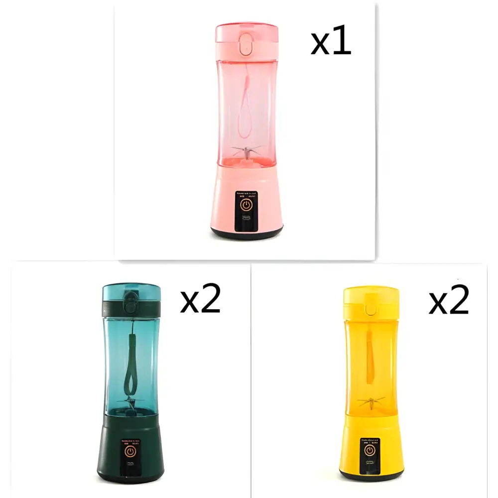 Pink translucent plastic electric fruit juicer with black base usb rechargeable mixer for portable use
