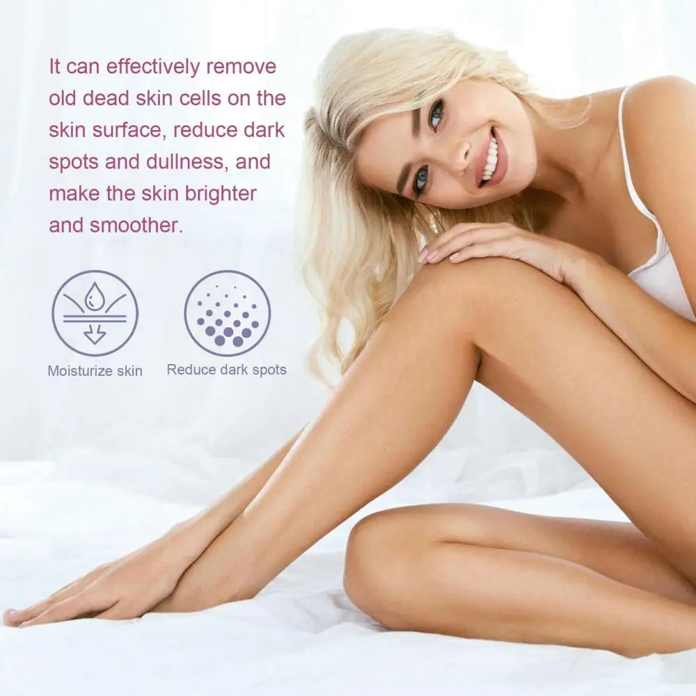 Oceaura blueberry whipped scrub in a white jar with purple labeling and light blue exfoliating body brightener inside