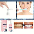 Pink pump bottle of blueberry whitening stain removing toothpaste with white dispenser cap for effective stain removal