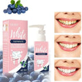 Pink and white blueberry stain removing toothpaste pump with 5x powerful stain remover for effective whitening