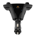 Black car mp3 bluetooth car mp3 player with textured surface, two control knobs, led accent rings, and orange audio jack