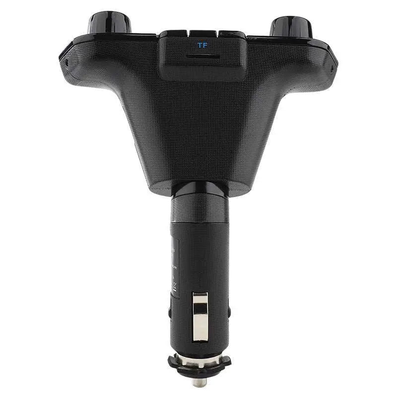 Black bluetooth car mp3 player with tf card slot two control knobs and led accent rings for easy use