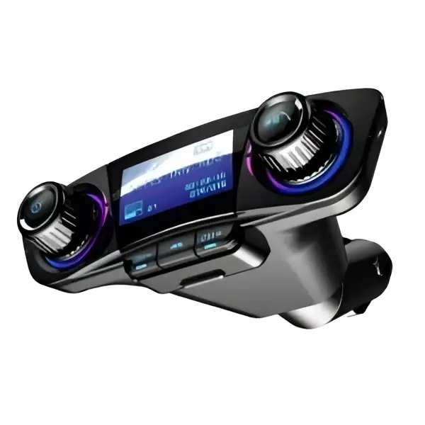 Black car mp3 bluetooth car mp3 player with led accent rings and two rotary knobs for car audio control