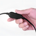 Black rectangular bluetooth dual-mode soundbar adapter with perforated surface and two connected cables at the back side