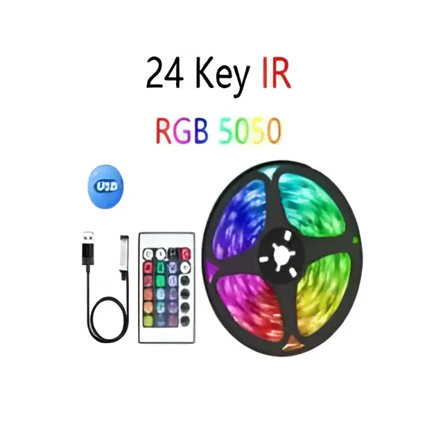 Bluetooth ws2812b black led strip lights with 24-key ir remote 50000 color options and usb power cable