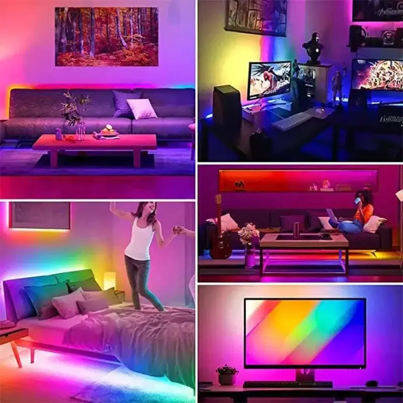 Bluetooth ws2812b black led strip lights with flexible design in various colors for versatile home ambiance lighting