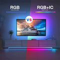 A sleek black led strip with bluetooth ws2812b rgb multi-color capability illuminating the room vibrantly