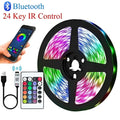 A vibrant flexible black led strip with bluetooth ws2812b and 24-key ir control features for customizable lighting