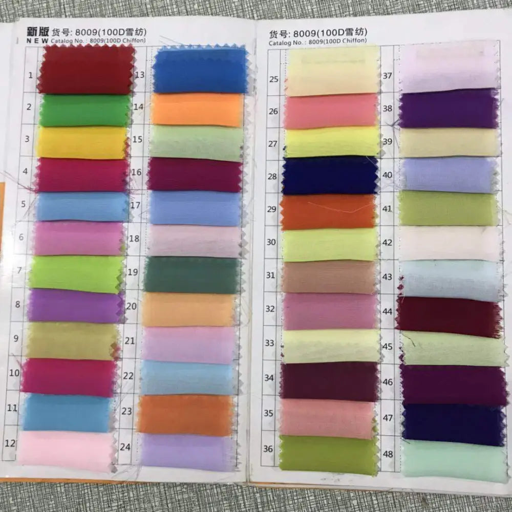 A vibrant array of 100d chiffon fabric swatches in assorted colors for blush pink lace long prom dress slit designs